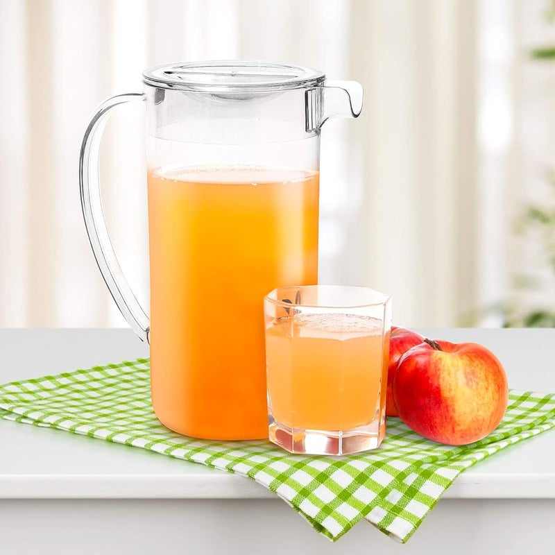 Youngever 2 Quarts Re-usable Plastic Pitcher with Lid, 1.9L Clear Plastic Pitcher Jug with Lid - Image 4