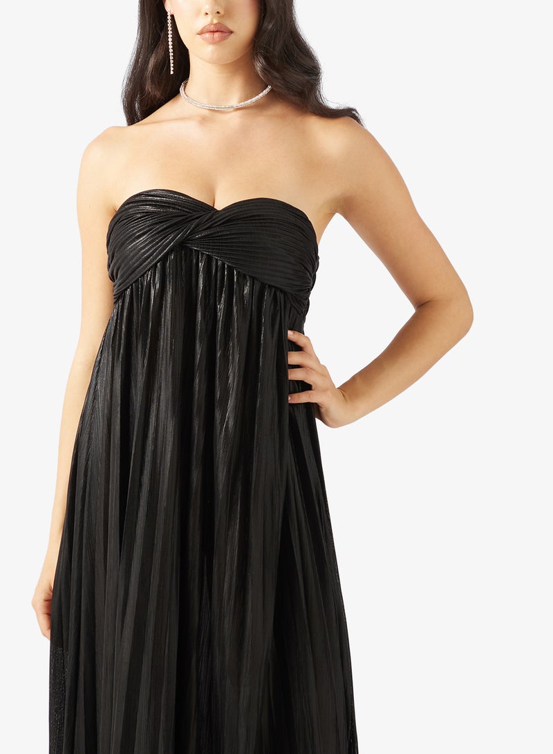 جينجر فستان ميتاليك مطوي بدون حمالات - Image 3