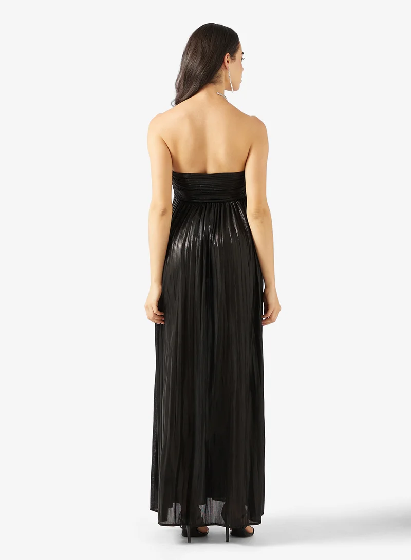 جينجر فستان ميتاليك مطوي بدون حمالات