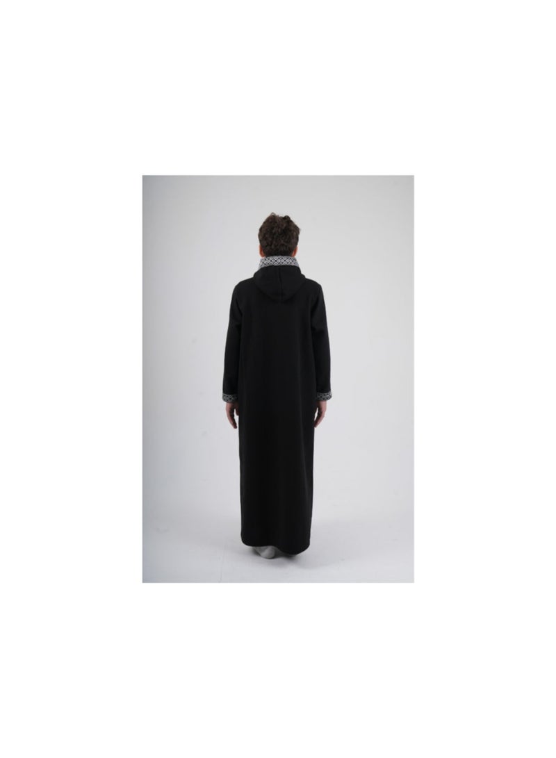 اوركيدز جلباب أسود بأكمام طويلة وغطاء رأس للأولاد - Image 4