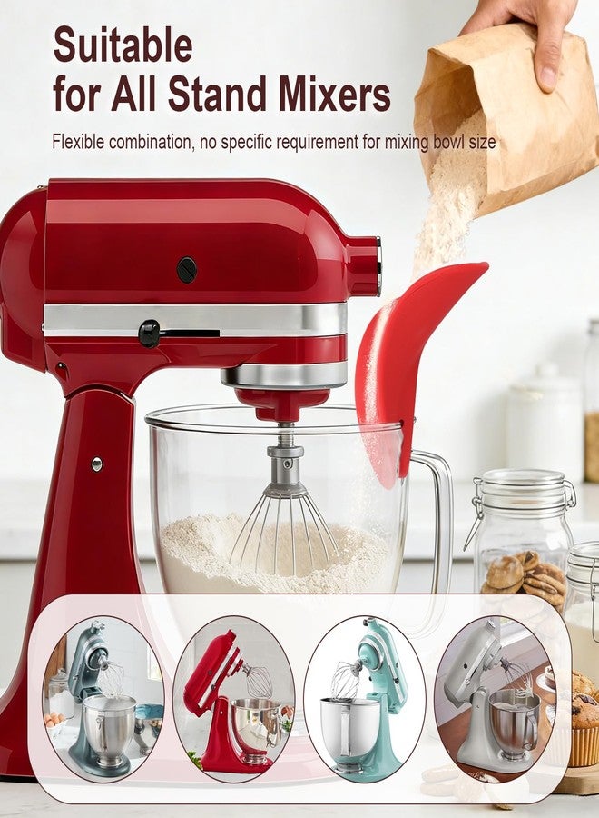 GreeSuit Upgraded Silicone Flour Funnel for Kitchenaid Mixers: 2026 Universal One-piece Design Fits Most Stand Mixers,with Pouring Shield,Leak-Proof Clip-on Funnel for Dry & Liquid Ingredients - Red - Image 3