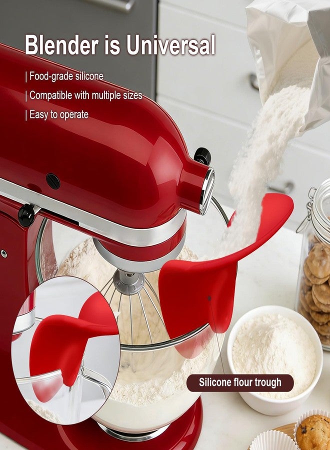 GreeSuit Upgraded Silicone Flour Funnel for Kitchenaid Mixers: 2026 Universal One-piece Design Fits Most Stand Mixers,with Pouring Shield,Leak-Proof Clip-on Funnel for Dry & Liquid Ingredients - Red - Image 2