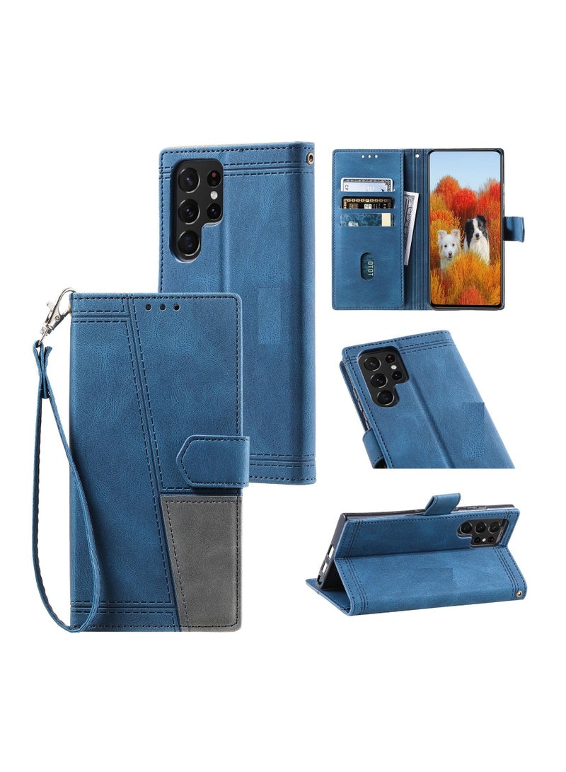 Suteni Color Block Flip Cover Card Slots Leather Phone Case for Samsung - Image 2