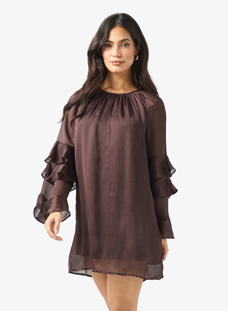 فيرو مودا فستان لولا بأكمام طويلة وتفاصيل كشكش - Image 1