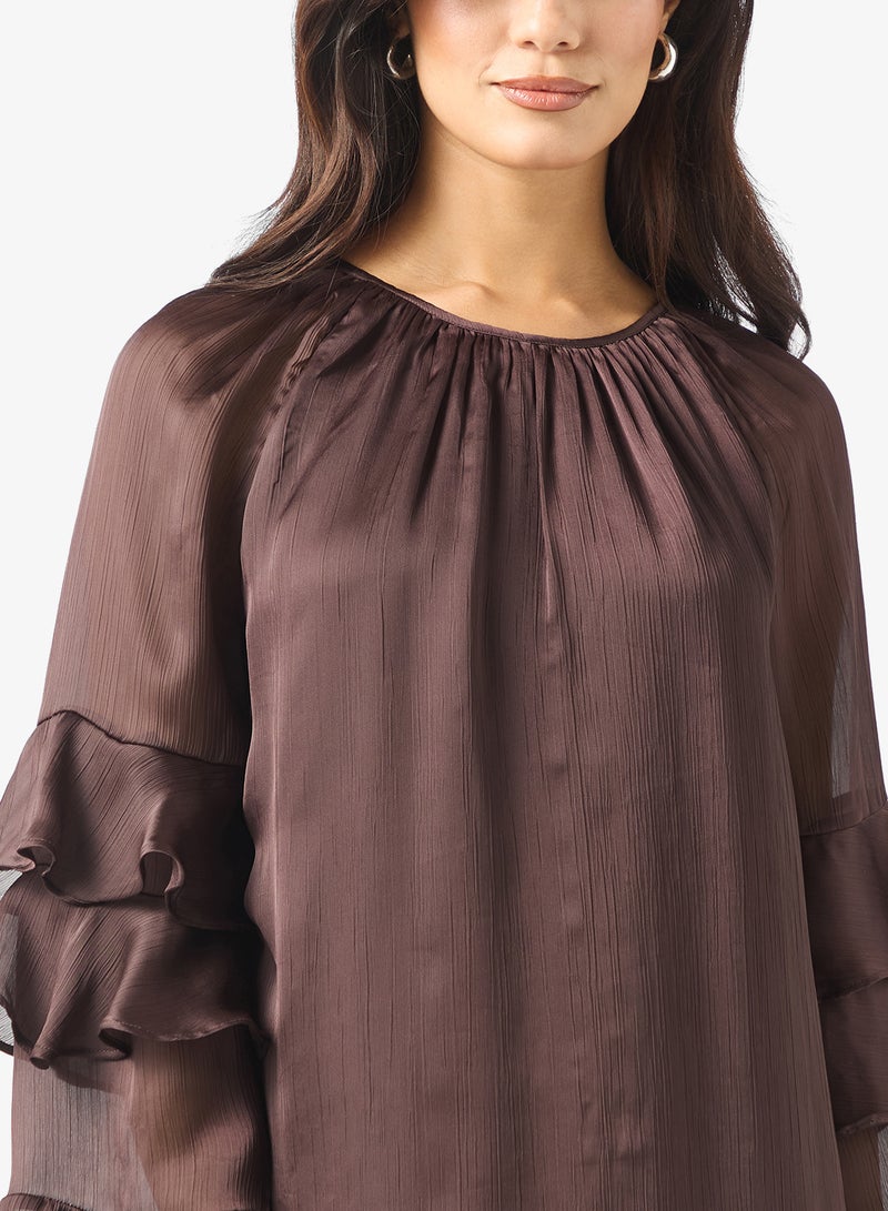 فيرو مودا فستان لولا بأكمام طويلة وتفاصيل كشكش - Image 3