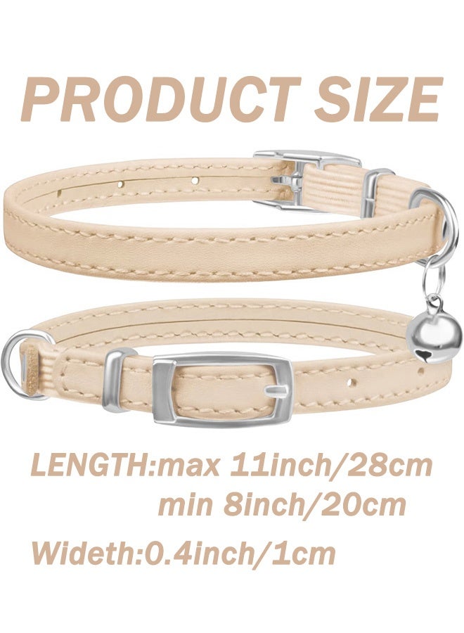Adjustable Leather Cat Collar With Bell Anti-Suffocation Kitten Puppy Collar For Small Pets - Image 4