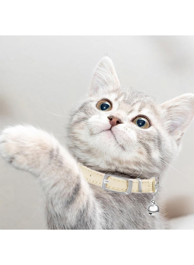 Adjustable Leather Cat Collar With Bell Anti-Suffocation Kitten Puppy Collar For Small Pets - Image 5