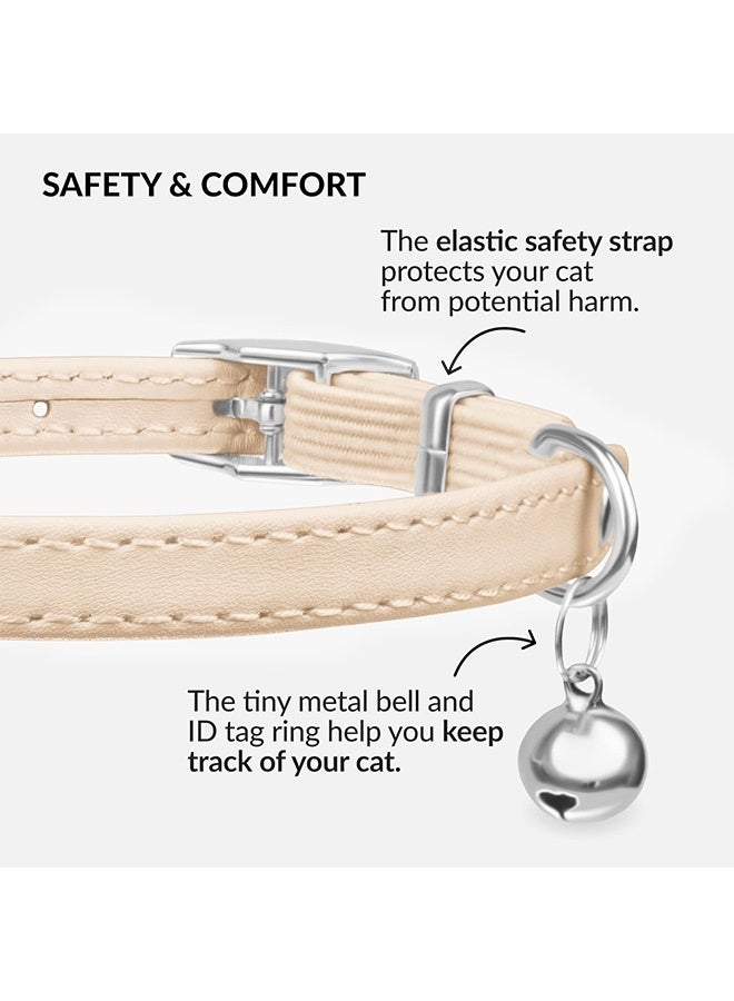 Adjustable Leather Cat Collar With Bell Anti-Suffocation Kitten Puppy Collar For Small Pets - Image 3