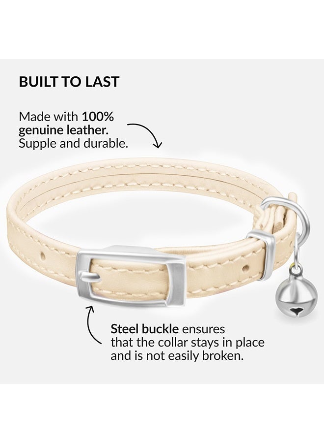 Adjustable Leather Cat Collar With Bell Anti-Suffocation Kitten Puppy Collar For Small Pets - Image 2