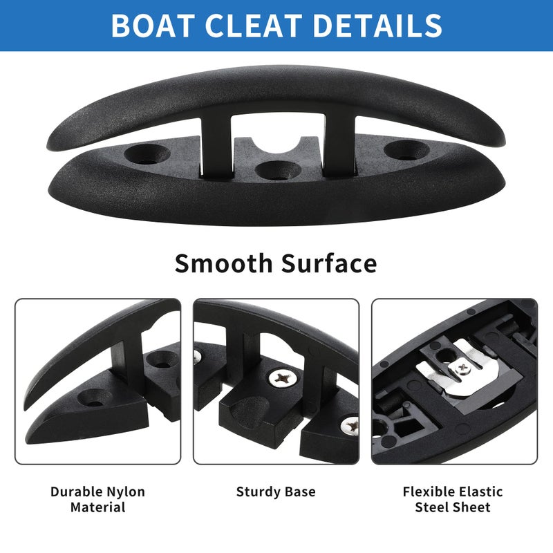 A.I.Force 4-Pack 5 Marine Grade Folding Boat Cleats - Flip-Up Dock Mooring Rope Cleat Set With Long & Short Screws - Image 2