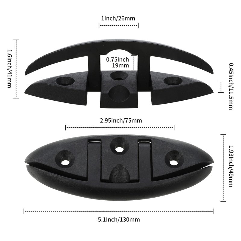 A.I.Force 4-Pack 5 Marine Grade Folding Boat Cleats - Flip-Up Dock Mooring Rope Cleat Set With Long & Short Screws - Image 4