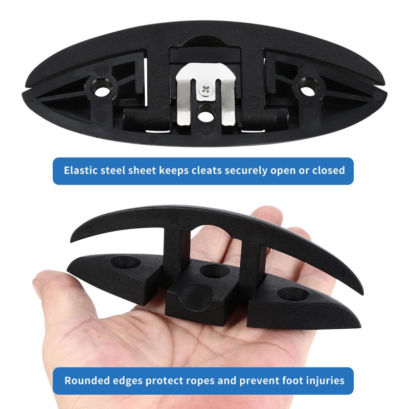 A.I.Force 4-Pack 5 Marine Grade Folding Boat Cleats - Flip-Up Dock Mooring Rope Cleat Set With Long & Short Screws - Image 5
