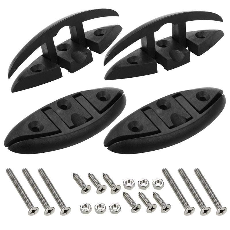 A.I.Force 4-Pack 5 Marine Grade Folding Boat Cleats - Flip-Up Dock Mooring Rope Cleat Set With Long & Short Screws - Image 1