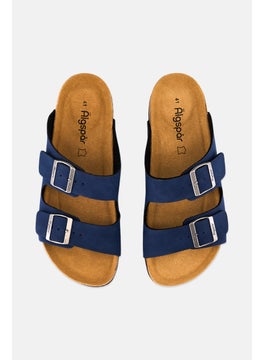 Algspar Men Double Monk Strap Slip On Cork Sandals, Navy  - Image 3