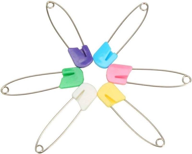 Wresty Assorted Color 100 Packs 22 Baby Infant Child Kids Nappy Cloth Diaper Safety Pins Plastic Head Locking Cloth Safety Pins Clip Holder - Image 2