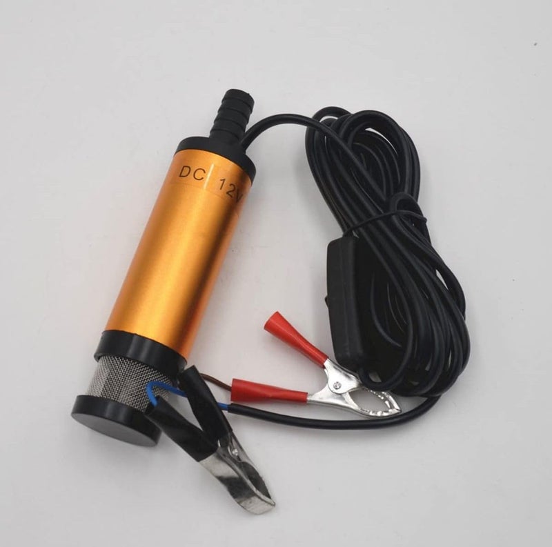 FLOJOY Asian Pumps 12v 38mm Multifunctional Electric Oil Pump, Diesel Fuel Transfer Pump with Filter, Submersible Pump, for Automotive, Farm & Marina Use, Mini Portable golden oil pump - Image 2