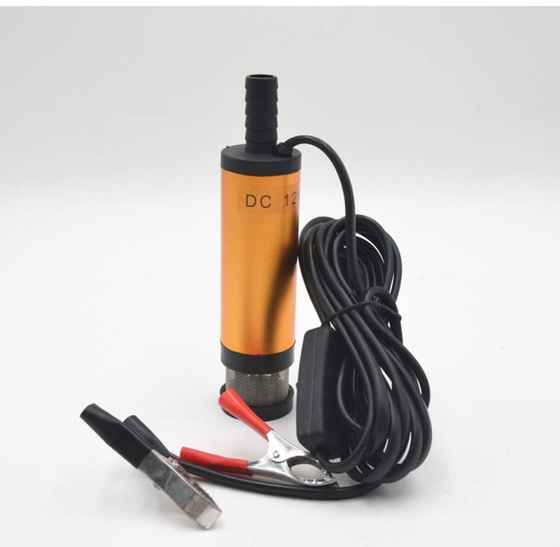 FLOJOY Asian Pumps 12v 38mm Multifunctional Electric Oil Pump, Diesel Fuel Transfer Pump with Filter, Submersible Pump, for Automotive, Farm & Marina Use, Mini Portable golden oil pump - Image 1