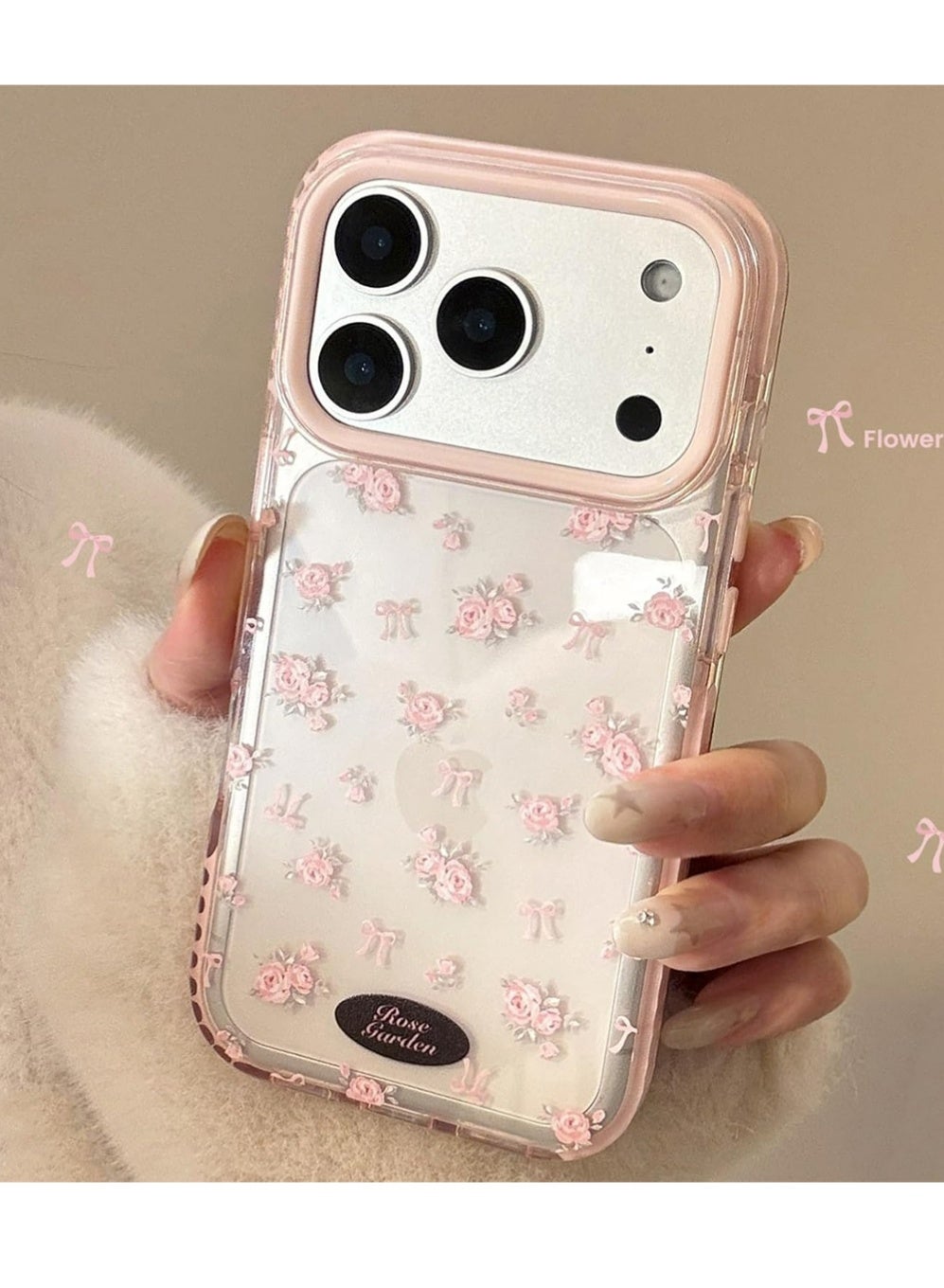 X-level for iPhone 17 Pro Max Case Cute Pink Floral Clear Soft Phone Case Compatible