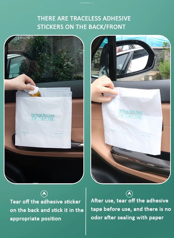 40 PCS Car Garbage Bag Easy Stick on Disposable Car Trash Bag, Portable Sealable Durable Thickening PEVA Waterproof Leak Proof Vomit Bag, Camping Kitchen Office Storage Bag (White) - Image 2