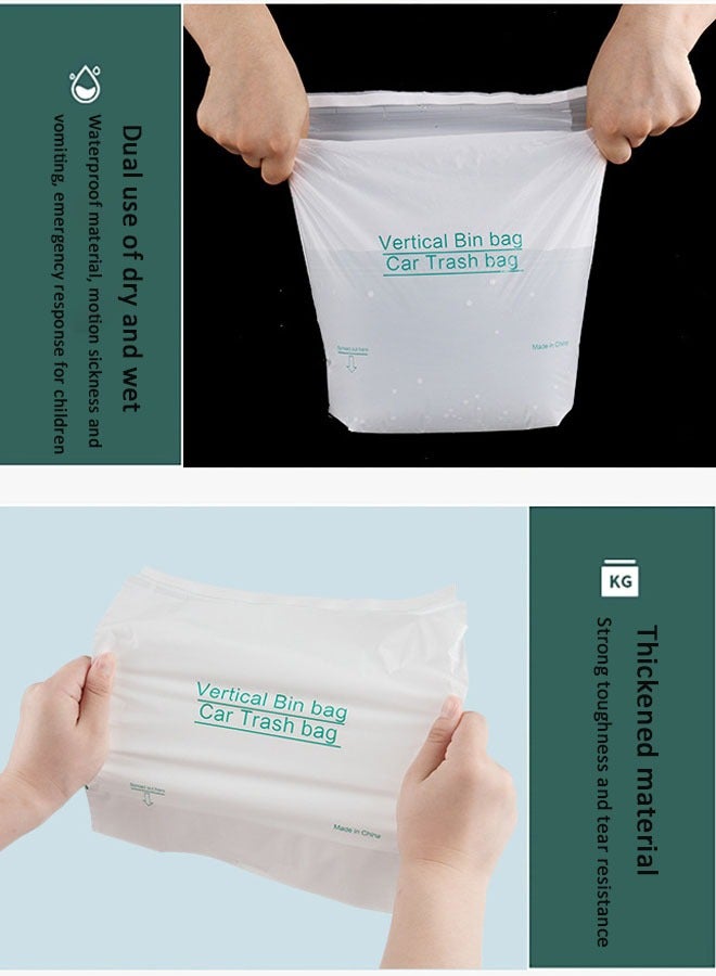 40 PCS Car Garbage Bag Easy Stick on Disposable Car Trash Bag, Portable Sealable Durable Thickening PEVA Waterproof Leak Proof Vomit Bag, Camping Kitchen Office Storage Bag (White) - Image 5