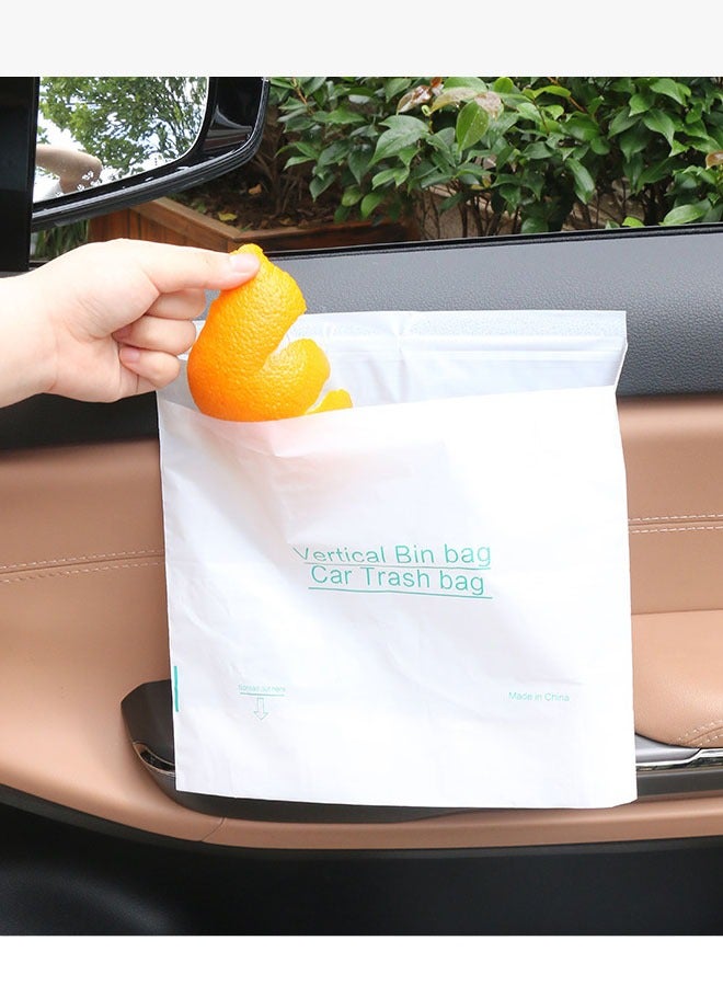 40 PCS Car Garbage Bag Easy Stick on Disposable Car Trash Bag, Portable Sealable Durable Thickening PEVA Waterproof Leak Proof Vomit Bag, Camping Kitchen Office Storage Bag (White) - Image 4