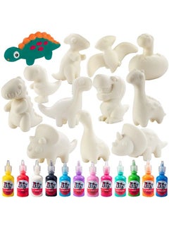 SCS Direct Jumbo Dino Squishies (12 Unique Dinosaurs W 12 Fabric Paints) White Kawaii Scented Slow Rise Squishy Toys Decorating Scented Stress Relief Craft Kids School Birthday Party Activity Gift (4" 6" Ea)  - Image 2