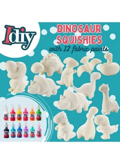 SCS Direct Jumbo Dino Squishies (12 Unique Dinosaurs W 12 Fabric Paints) White Kawaii Scented Slow Rise Squishy Toys Decorating Scented Stress Relief Craft Kids School Birthday Party Activity Gift (4" 6" Ea)  - Image 3