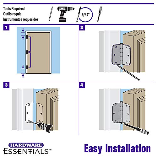 Hardware Essentials 854322 Round Corner Squeak-Proof Door Hinges, 3-1/2 inch, 3-1/2", Oil Rubbed Bronze, 3 Pieces, Oil-Rubbed Bronze - Image 5
