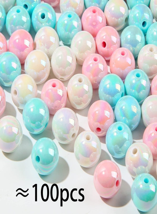 ANCADN 16mm Acrylic Beads Rainbow Beads Colorful Beads for Spring Easter DIY Jewelry Making (pinkblue) - Image 2