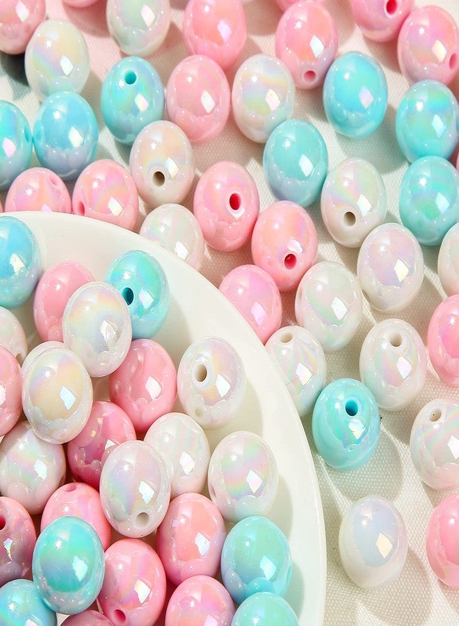 ANCADN 16mm Acrylic Beads Rainbow Beads Colorful Beads for Spring Easter DIY Jewelry Making (pinkblue) - Image 1