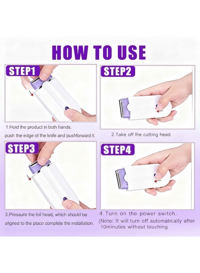 XiuWoo Electric Epilator for Women,Painless Epilator,USB Rechargeable,Bikini Trimmer,Women's Shaver Cordless Wet and Dry,with 2 Pcs Heads,for Lip, Chin, Arms,face, Legs and underarms(White,US Standard) - Image 4