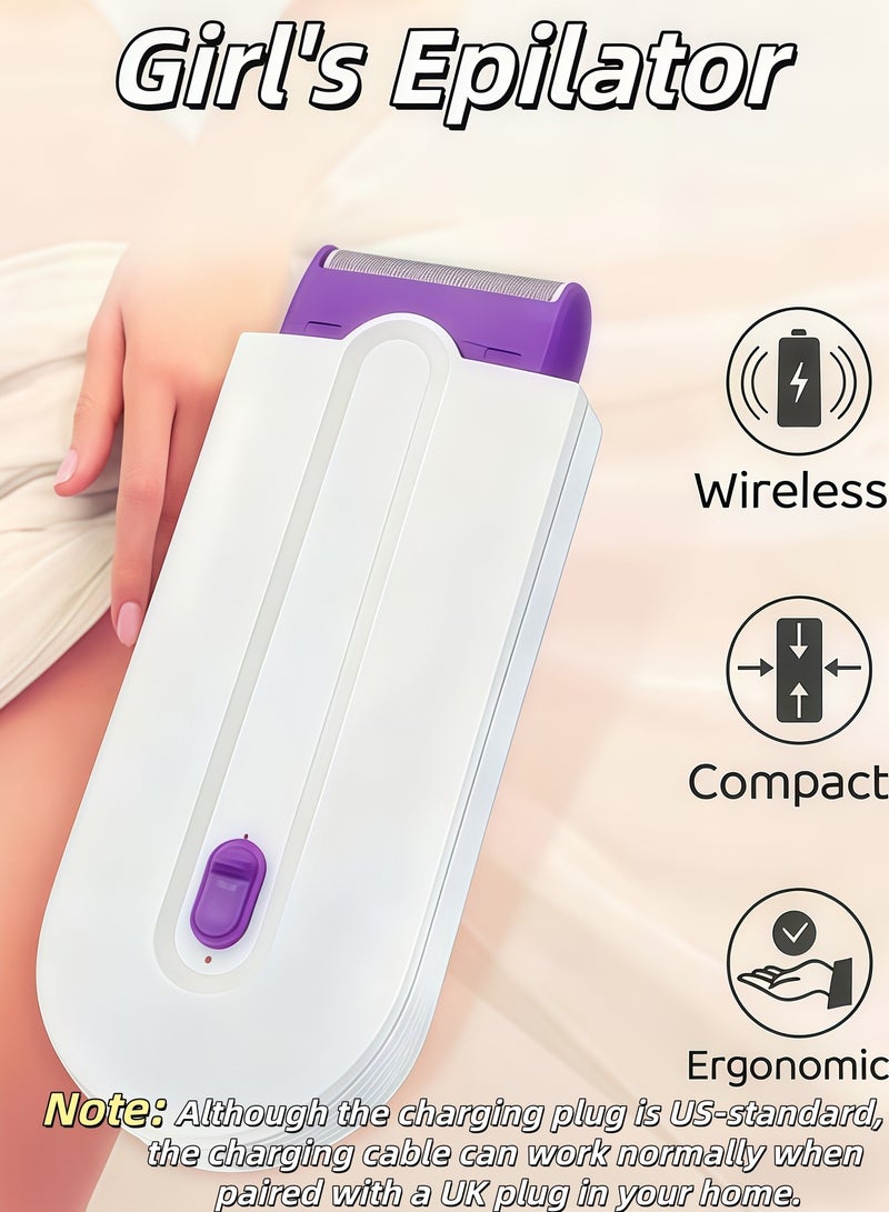 XiuWoo Electric Epilator for Women,Painless Epilator,USB Rechargeable,Bikini Trimmer,Women's Shaver Cordless Wet and Dry,with 2 Pcs Heads,for Lip, Chin, Arms,face, Legs and underarms(White,US Standard) - Image 1