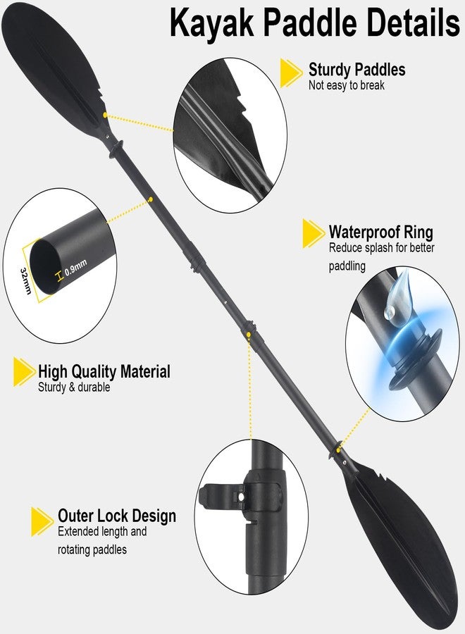 Greeily Kayak Paddle, Telescoping Canoe Paddle Boat Oars Fishing Adults with Kayak Paddles Leash Steel Material Adjustable Sturdy Black(94inch) - Image 3