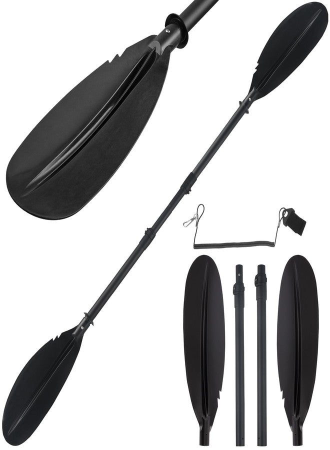 Greeily Kayak Paddle, Telescoping Canoe Paddle Boat Oars Fishing Adults with Kayak Paddles Leash Steel Material Adjustable Sturdy Black(94inch) - Image 1