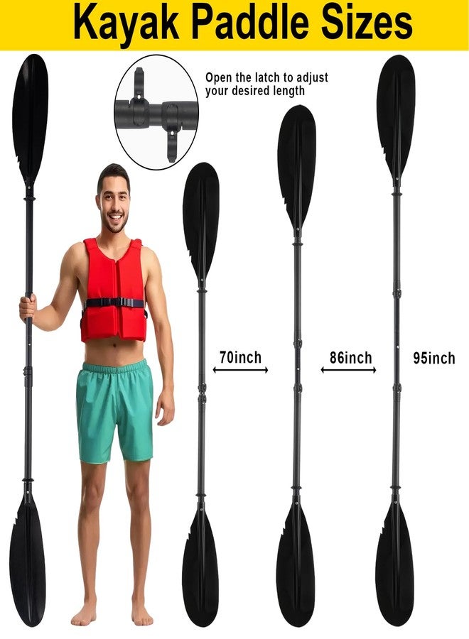 Greeily Kayak Paddle, Telescoping Canoe Paddle Boat Oars Fishing Adults with Kayak Paddles Leash Steel Material Adjustable Sturdy Black(94inch) - Image 2