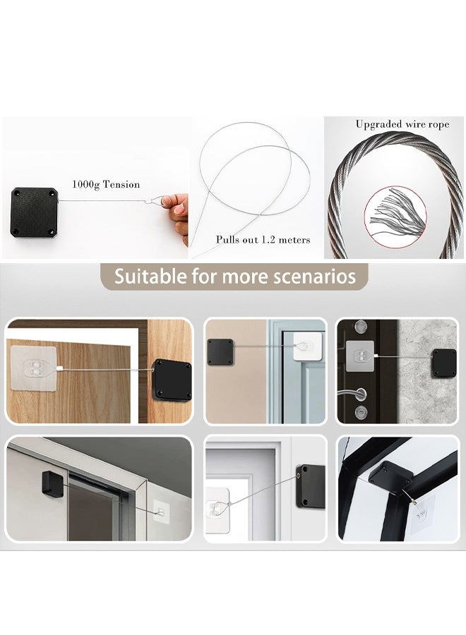 Impact-free automatic sensor door closer, residential sliding window door closer, 1200 gram tensile strength, multi-functional automatic door closer, household office self-closing door with steel pull rope  - Image 4