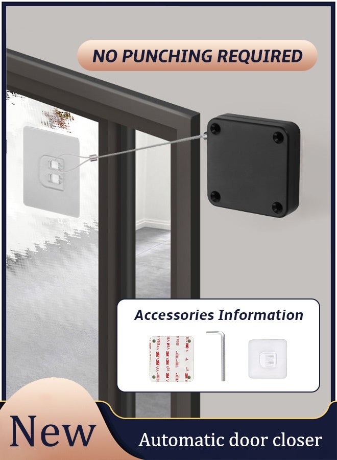 Impact-free automatic sensor door closer, residential sliding window door closer, 1200 gram tensile strength, multi-functional automatic door closer, household office self-closing door with steel pull rope  - Image 1