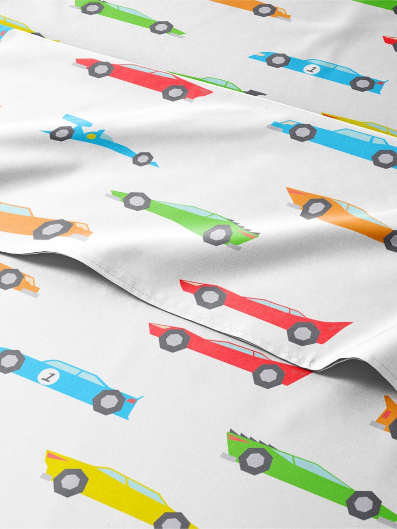 CGK Unlimited Kids Twin Size Car Bed Sheets  3 Piece Cars Sheet Set  Racing Themed Bedding  UltraSoft Cute  Cozy  Breathable and Machine Washable  Cartoon Racing Bed Set for Boys Girls Teens  Toddlers
