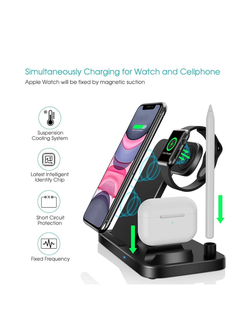 أكلو فائدة نموذج يتعلق شاحن لاسلكي ، الذي هو مناسبة ل أربعة في واحد سريع محطة شحن لاسلكية للهاتف المحمول ، أبل ووتش ، قلم رصاص شحن مقعد . - Image 3