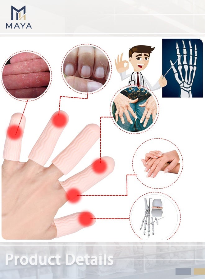 Maya 12 PCS Finger Cots - Finger Protectors Gel Finger Gloves Covers Fingertip Sleeves Guards for Cracked Skin, Trigger Finger and More - Image 2