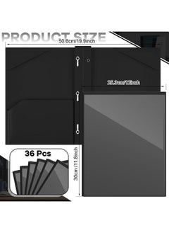 Henoyso 36 Pcs Plastic Folder With Clear Front Pocket And 3 Prong Plastic Folders With Card Slot Pocket Folders With Prongs For School Office (Black)  - Image 2