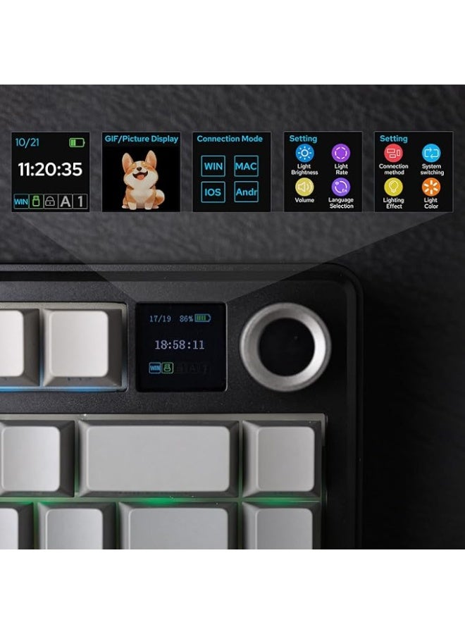 EPOMAKER X AULA F75 MAX Tri-Mode Wireless Gaming Keyboard, TFT Screen, Knob, Hot Swappable, 2.4GHz/Type-C/BT5.0, Gasket Creamy, for PC/Mac/Office/Gaming (Black Gradient) - Image 4