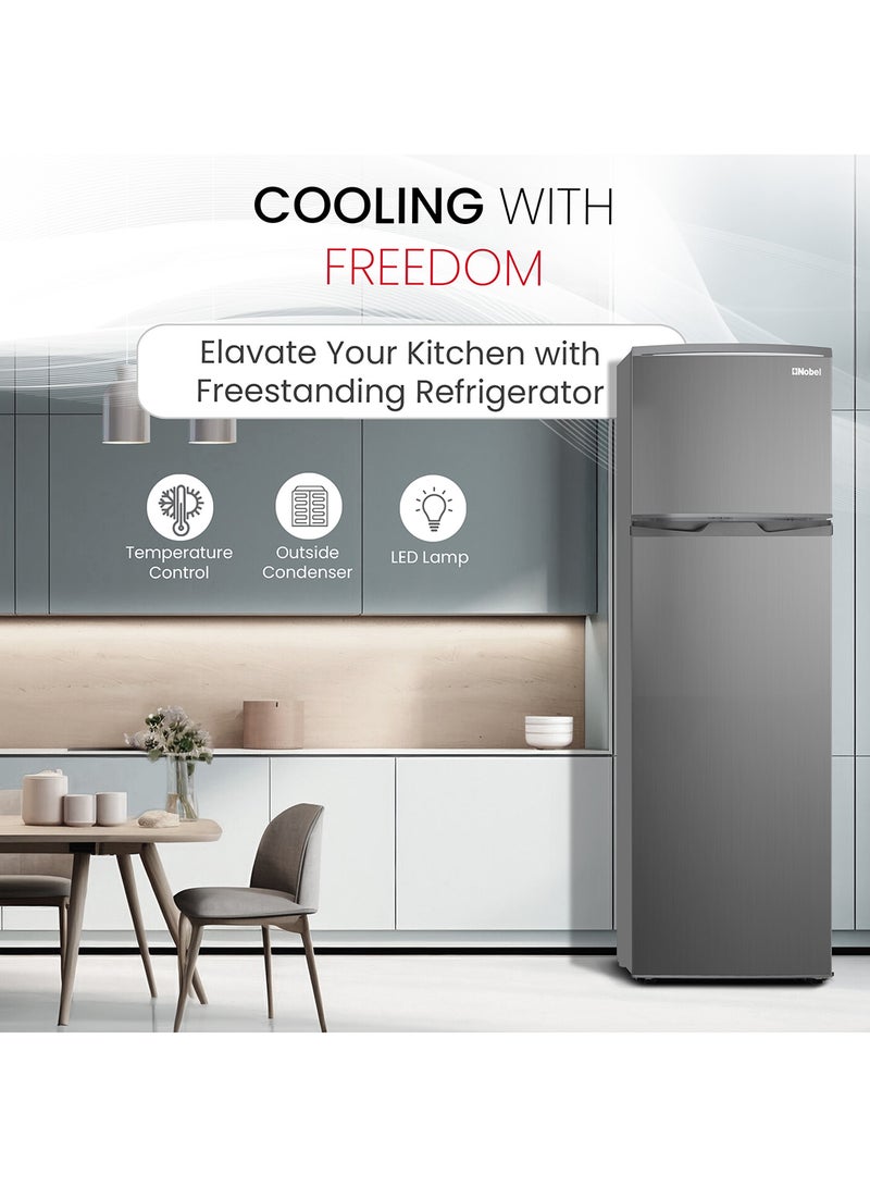 Nobel 255L Double Door Refrigerator with Glass Shelves, Multi Air Flow, Defrost Cooling, Energy Saving  - NR255RS Dark Silver 210 L NR255RS Inox Colour - Image 5