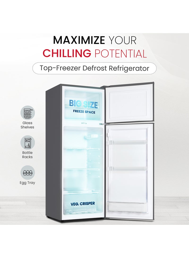 Nobel 255L Double Door Refrigerator with Glass Shelves, Multi Air Flow, Defrost Cooling, Energy Saving  - NR255RS Dark Silver 210 L NR255RS Inox Colour - Image 2