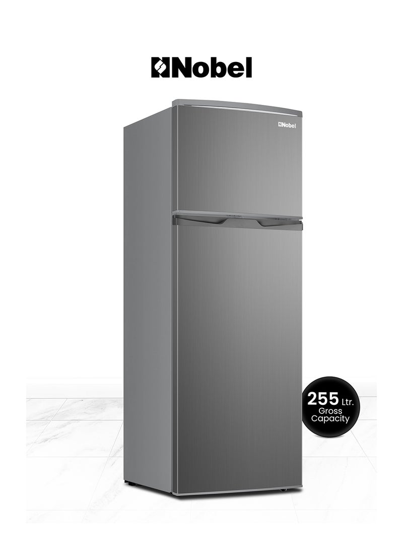 Nobel 255L Double Door Refrigerator with Glass Shelves, Multi Air Flow, Defrost Cooling, Energy Saving  - NR255RS Dark Silver 210 L NR255RS Inox Colour - Image 1