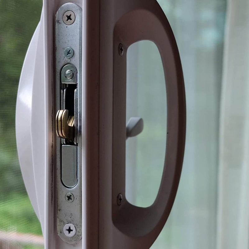HauSun Mortise Lock with 45 Degree Keyway and Round Faceplate,Adjustable,Spring-Loaded Hook Latch Replacement for Sliding Patio Doors Constructed of Wood, Aluminum and Vinyl, 4-5/8" - Image 5