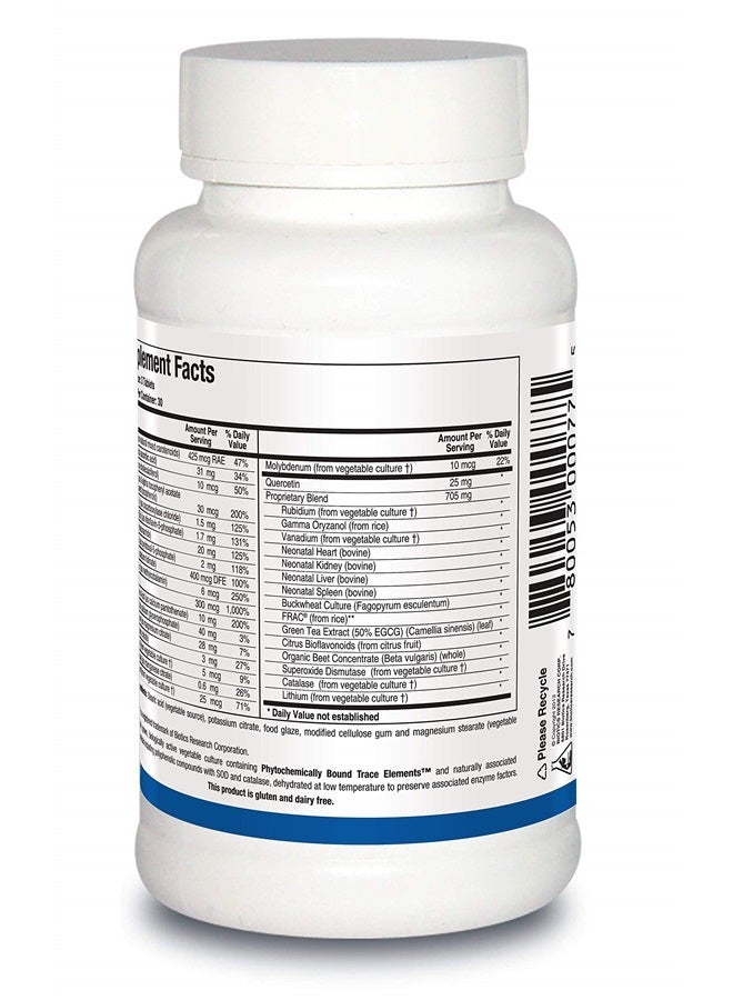 BIOTICS Research Bio Trophic Plus Food Form Comprehensive Multivitamin Mineral, Glandular Support, Organic Beet Concentrate, Citrus Bioflavonoids, SOD, Catalase. 90 Tabs