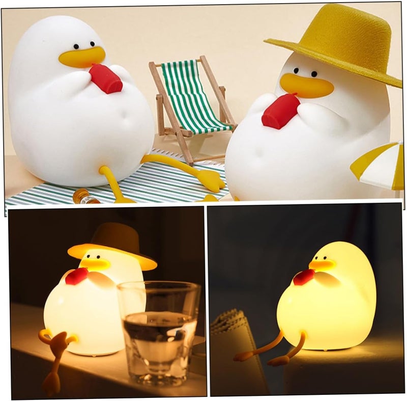 Silicone Duck Night Light Tap LED Rechargeable Nursery Lamp for Bedroom Soft Yellow Glow Nursing Light - Image 3