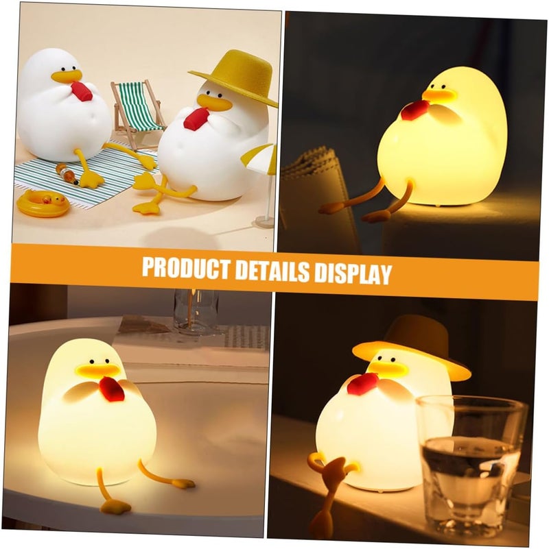 Silicone Duck Night Light Tap LED Rechargeable Nursery Lamp for Bedroom Soft Yellow Glow Nursing Light - Image 5