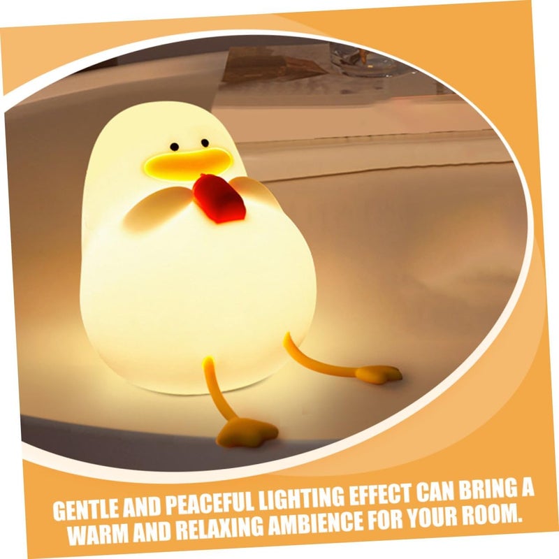 Silicone Duck Night Light Tap LED Rechargeable Nursery Lamp for Bedroom Soft Yellow Glow Nursing Light - Image 4